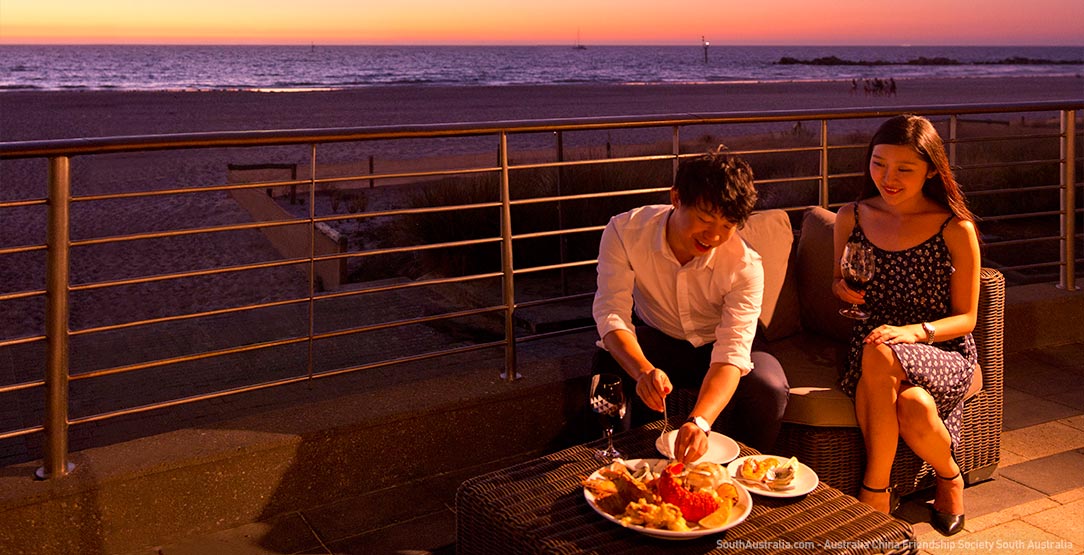 Beachside dining at the Holdfast Promenade, Glenelg, South Australia